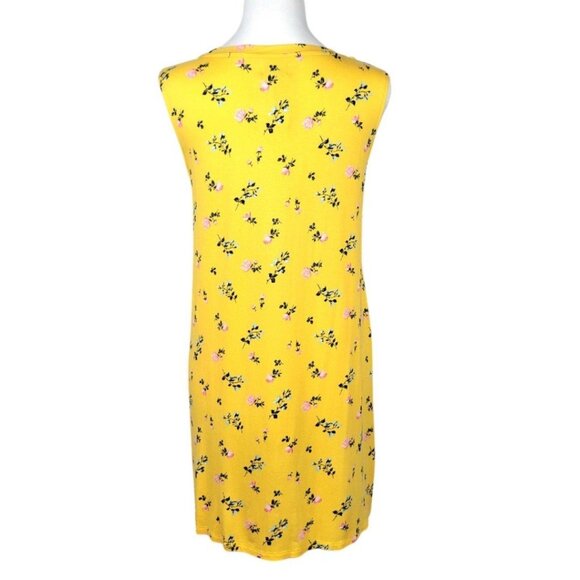 NWT Womens XXL Love Fire Yellow Floral Scoop Neck Scrunch Knot Sleeveless Top - Picture 3 of 12